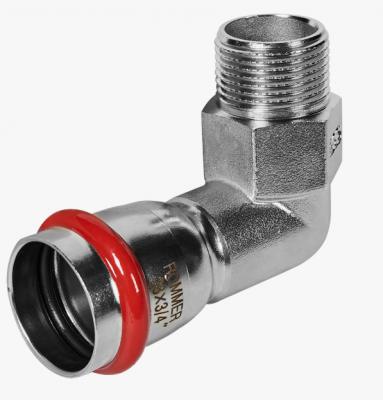 Угольник-переходник ROMMER -НР, 28х3/4, из нержавеющей стали прессовой